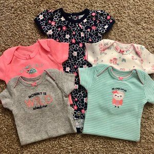 Carter’s Baby Girls’ Short-Sleeve Bodysuit Onesies, 5-pk, Newborn
